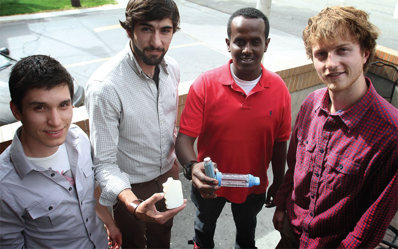 Camilo Corredor, Chris Ciancone, Jamal Abdinor and Jackson Murphy won this year’s $15,000 grand prize to help commercialize a product they created to improve asthma inhalers